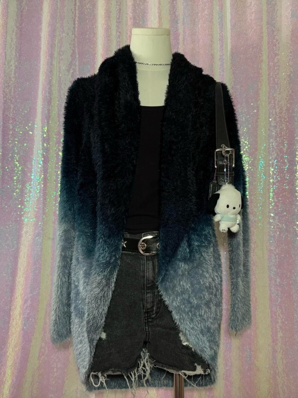 Universal Fashion Navy & Light Blue Gradient Fluffy Open Cardigan (OS) ★彡